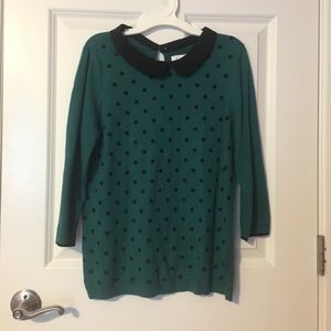 Polka Dot Peter Pan Collared Top